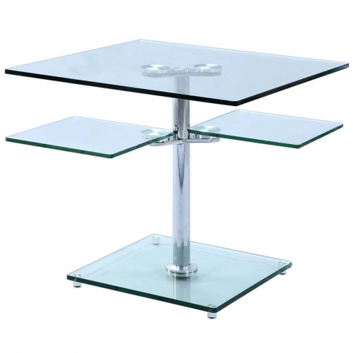 8052 Lamp End Table in Glass & Chrome