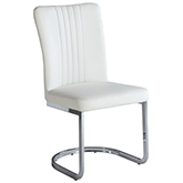 Alina Cantilever Dining Chair in White Leatherette & Chrome (Set of 4)