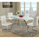 Alina 5 Piece Dining Set in Chrome & White Leatherette
