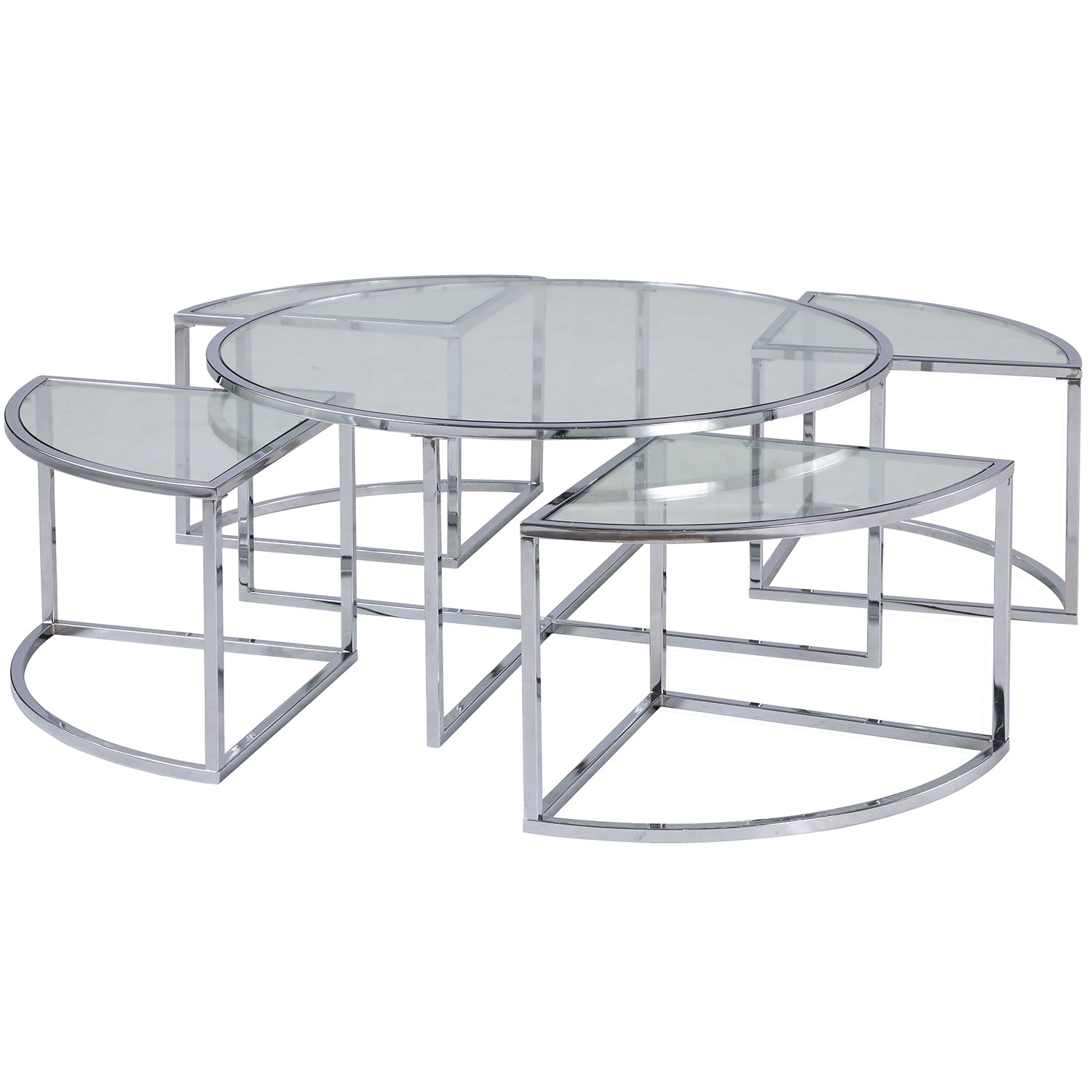 Chintaly ARIEL-CT-NST-S+TB Ariel 5 Piece Nesting Cocktail Table Set in ...