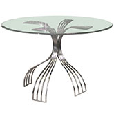 Ashtyn 48" Round Dining Table in Brushed Nickel & Glass