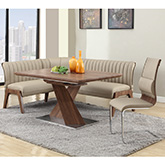 Bethany Extension Dining Table in Stainless Steel & Walnut Finish