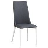 Chloe Curved Back Dining Chair in Gray Fabric & White Metal (Set of 4)
