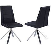 Dana Channel Back Pyramid Base Dining Chair in Black Leatherette (Set of 2)