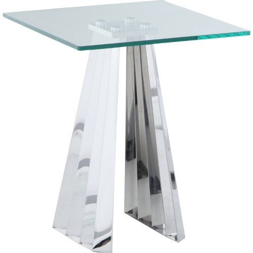 Dominique Side Lamp Table in Glass & Polished Stainless