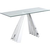 Dominique Sofa Table in Glass & Polished Stainless