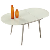 Donna Self Storing Extension Dining Table in Chrome & White Glass