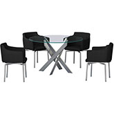 Dusty 5 Piece Dining Set in Chrome & Black Leatherette