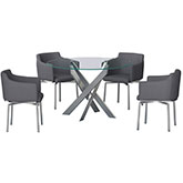 Dusty 5 Piece Dining Set in Chrome & Grey Leatherette