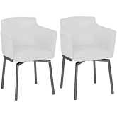 Dusty Swivel Arm Dining Chair in White Leatherette & Graphite (Set of 2)