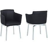 Dusty Club Style Swivel Arm Dining Chair in Black Leatherette (Set of 2)