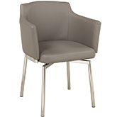 Dusty Club Style Swivel Arm Dining Chair in Grey Leatherette (Set of 2)