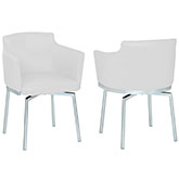 Dusty Club Style Swivel Arm Dining Chair in White Leatherette (Set of 2)