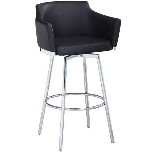 Dusty Club Bar Stool with Memory Swivel in Black Leatherette & Chrome