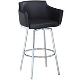Dusty Club Bar Stool with Memory Swivel in Black Leatherette & Chrome