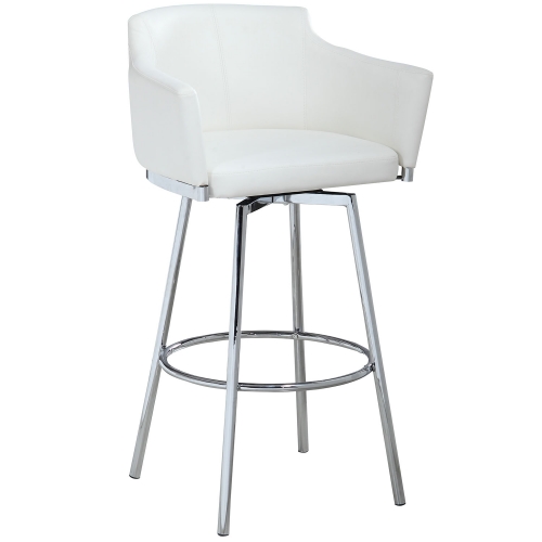 Dusty Club Counter Stool with Memory Swivel in White Leatherette & Chrome