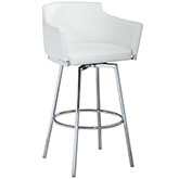 Dusty Club Bar Stool with Memory Swivel in White Leatherette & Chrome