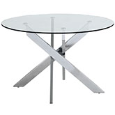 Dusty 47" Round Dining Table in Chrome & Glass