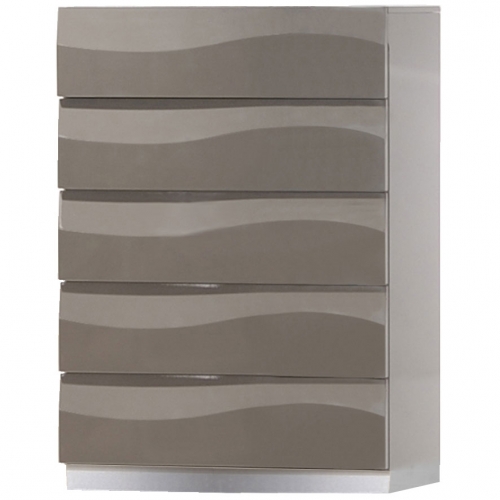 Delhi 5 Drawer Chest in High Gloss Gray