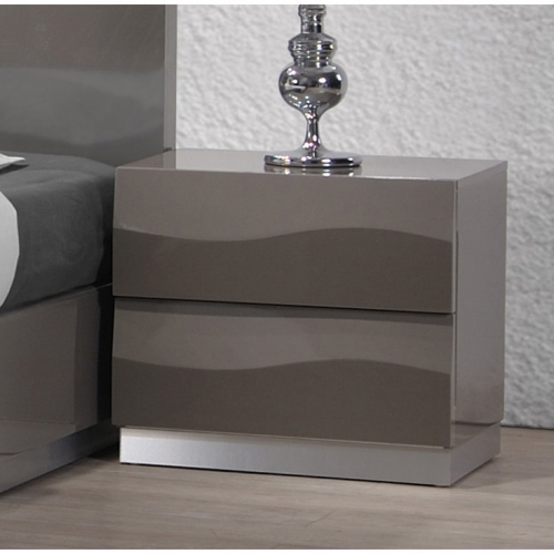 Delhi 2 Drawer Nightstand in High Gloss Gray (Set of 2)