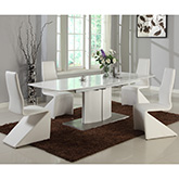 Elizabeth 78 to 110" Self Storing Extension Dining Table in White & Stainless Steel