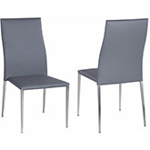 Elsa Stackable Dining Chair in Brushed Stainless & Grey Leatherette (Set of 4)