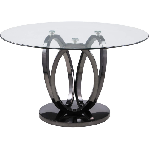 Evelyn 51" Round Dining Table in Glass & 3 Ring Graphite Steel Base