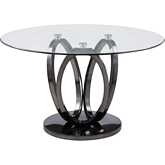 Evelyn 51" Round Dining Table in Glass & 3 Ring Graphite Steel Base