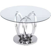 Evelyn 51" Dining Table in Polished Stainless & Tempered Glass