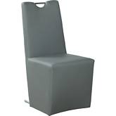 Evie Handle Back Dining Chair in Gray Leatherette (Set of 2)