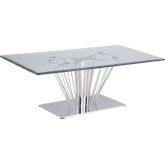 Fernanda Coffee Cocktail Table in Polished Stainless & Tempered Glass