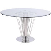 Fernanda 51" Round Dining Table in Glass & Polished Stainless Steel