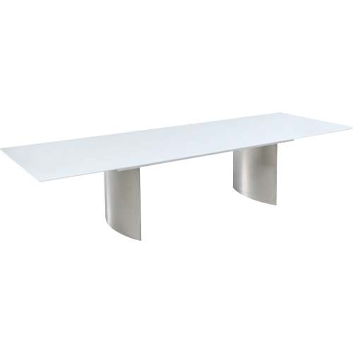 Glenda 87" Dining Table in Gloss White & Brushed Stainless