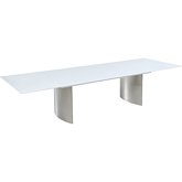 Glenda 87" Dining Table in Gloss White & Brushed Stainless