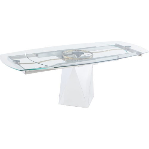 Gloria 59" Ext Dining Table in Glass & Polished Stainless