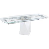 Gloria 59" Ext Dining Table in Glass & Polished Stainless