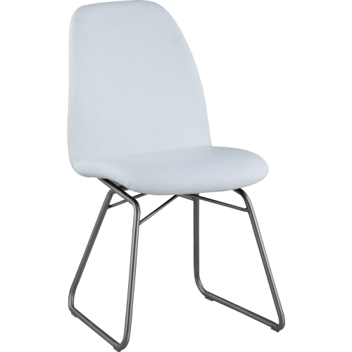 Gretchen Dining Chair in White Leatherette & Stainless (Set of 2)