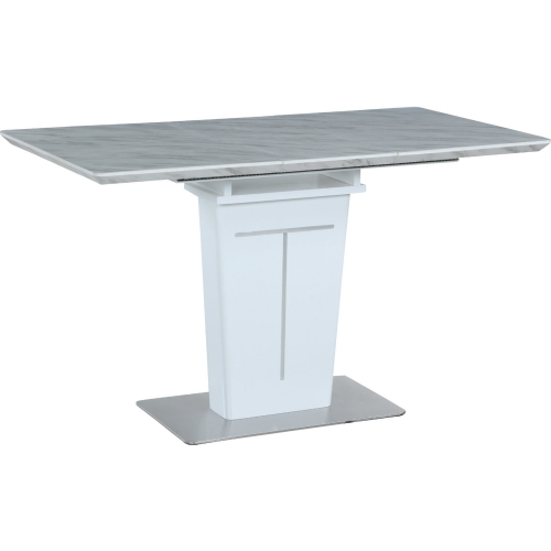 Gwen 47" Counter Dining Table in White Faux Marble & Stainless Steel