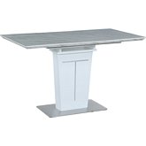 Gwen 47" Counter Dining Table in White Faux Marble & Stainless Steel
