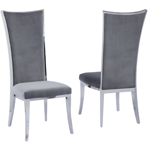 Isabel Dining Chair in Gray Fabric & Stainless Steel (Set of 2)
