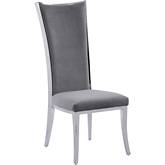 Isabel Dining Chair in Gray Fabric & Stainless Steel (Set of 2)
