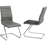 Janet High Back Brewer Style Dining Chair in Grey Leatherette (Set of 2)