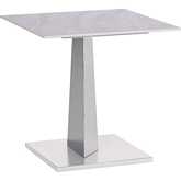 Jennifer Lamp Side Table in White Sintered Stone Top & Polished Stainless Steel