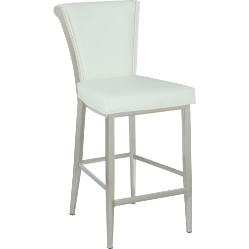 Joy Flare Back Counter Stool in White Leatherette