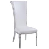 Joy Flare Back Dining Chair in White Leatherette & Stainless Steel (Set of 2)