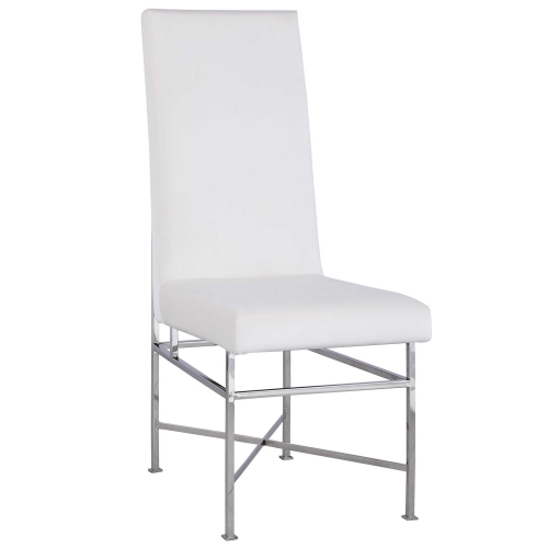 Kendall Dining Chair in Cream Fabric & Polished Steel (Set of 2)