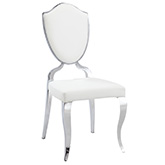 Letty Shield Back Dining Chair in White Leatherette on Cabriole Legs (Set of 2)
