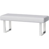 Linden Dining Bench in White Leatherette & Chrome
