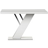 Linden Dining Table in Gloss White & Polished Stainless Steel