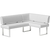 Linden Dining Nook in White Leatherette & Chrome